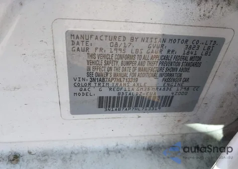 2017 Nissan Sentra Sv z USA, uszkodzony, nr VIN 3N1AB7AP7HL713319